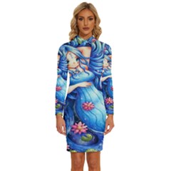 Mermay Long Sleeve Shirt Collar Bodycon Dress