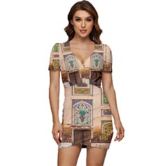 Mosque Low Cut Cap Sleeve Mini Dress by artworkshop