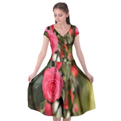 Flower Cap Sleeve Wrap Front Dress by artworkshop