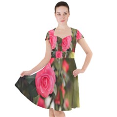 Flower Cap Sleeve Midi Dress by artworkshop