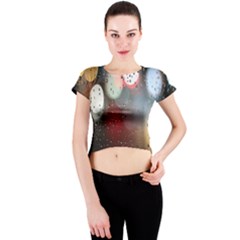 Rain On Window Crew Neck Crop Top by artworkshop