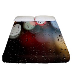 Rain On Window Fitted Sheet (california King Size) by artworkshop