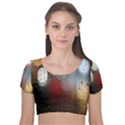 Rain on window Velvet Short Sleeve Crop Top  View1