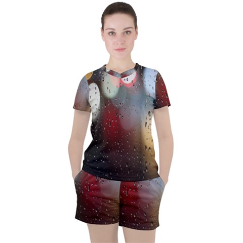 Rain On Window Women s Tee And Shorts Set by artworkshop