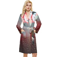 Rain On Window Long Sleeve Velvet Robe by artworkshop