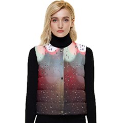 Rain On Window Women s Short Button Up Puffer Vest by artworkshop