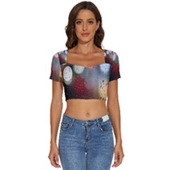 Rain On Window Short Sleeve Square Neckline Crop Top  by artworkshop