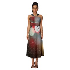 Rain On Window Sleeveless Cross Front Cocktail Midi Chiffon Dress