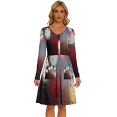 Rain On Window Long Sleeve Dress With Pocket by artworkshop