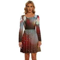 Rain On Window Long Sleeve Wide Neck Velvet Dress by artworkshop