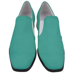 Verdigris Blue	 - 	slip On Heel Loafers by ColorfulShoes