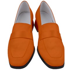 Dark Papaya Orange	 - 	chunky Heel Loafers by ColorfulShoes