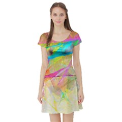 Abstract-14 Short Sleeve Skater Dress