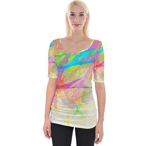 Abstract-14 Wide Neckline Tee by nateshop