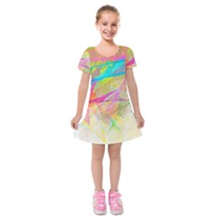 Abstract-14 Kids  Short Sleeve Velvet Dress by nateshop