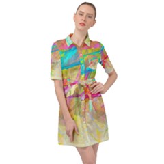 Abstract-14 Belted Shirt Dress