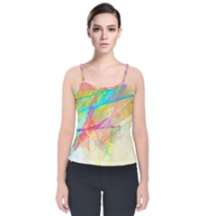 Abstract-14 Velvet Spaghetti Strap Top by nateshop