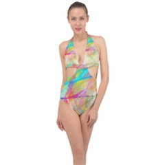 Abstract-14 Halter Front Plunge Swimsuit by nateshop