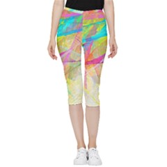 Abstract-14 Inside Out Lightweight Velour Capri Leggings  by nateshop