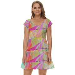 Abstract-14 Short Sleeve Tiered Mini Dress by nateshop