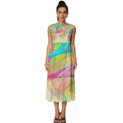 Abstract-14 Sleeveless Round Neck Midi Dress