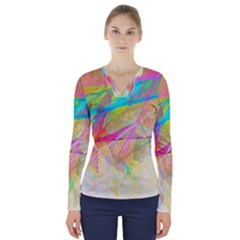 Abstract-14 V-neck Long Sleeve Top by nateshop