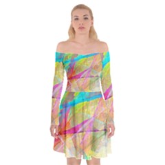 Abstract-14 Off Shoulder Skater Dress