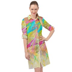 Abstract-14 Long Sleeve Mini Shirt Dress