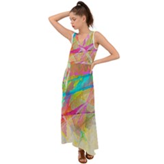 Abstract-14 V-neck Chiffon Maxi Dress