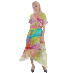 Abstract-14 Cross Front Sharkbite Hem Maxi Dress by nateshop