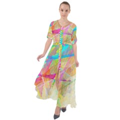 Abstract-14 Waist Tie Boho Maxi Dress