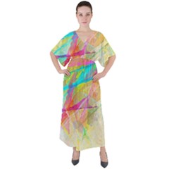 Abstract-14 V-neck Boho Style Maxi Dress by nateshop