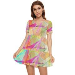 Abstract-14 Tiered Short Sleeve Babydoll Dress