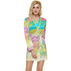 Abstract-14 Long Sleeve Satin Robe