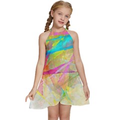 Abstract-14 Kids  Halter Collar Waist Tie Chiffon Dress