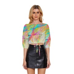 Abstract-14 Mid Sleeve Drawstring Hem Top