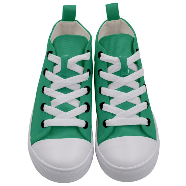 Dark Mint Green	 - 	Mid-Top Canvas Sneakers