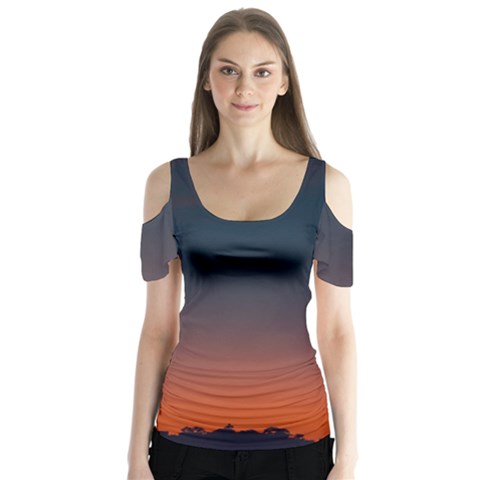 Sky Gradient Butterfly Sleeve Cutout Tee  by artworkshop