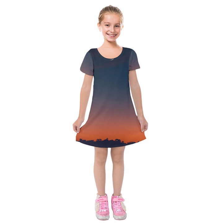 Sky gradient Kids  Short Sleeve Velvet Dress