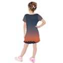 Sky gradient Kids  Short Sleeve Velvet Dress View2