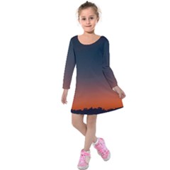 Sky Gradient Kids  Long Sleeve Velvet Dress by artworkshop