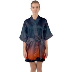 Sky Gradient Half Sleeve Satin Kimono  by artworkshop