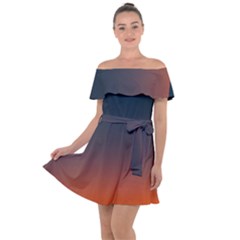 Sky Gradient Off Shoulder Velour Dress by artworkshop