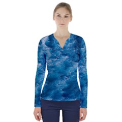 Blue Water Speech Therapy V-neck Long Sleeve Top by artworkshop