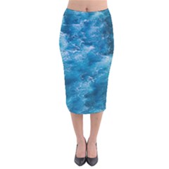 Blue Water Speech Therapy Velvet Midi Pencil Skirt by artworkshop