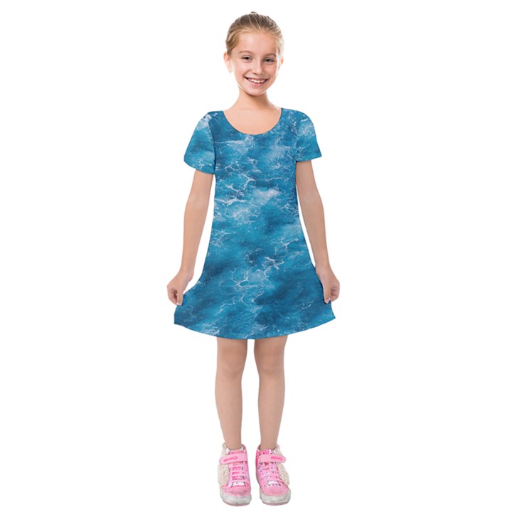 Blue Water Speech Therapy Kids  Short Sleeve Velvet Dress