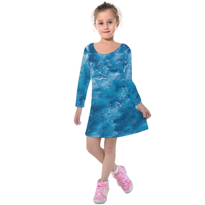 Blue Water Speech Therapy Kids  Long Sleeve Velvet Dress