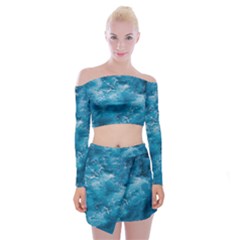 Blue Water Speech Therapy Off Shoulder Top With Mini Skirt Set by artworkshop