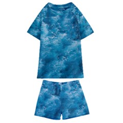 Blue Water Speech Therapy Kids  Swim Tee And Shorts Set by artworkshop