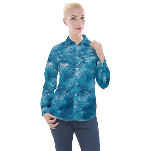 Blue Water Speech Therapy Women s Long Sleeve Pocket Shirt by artworkshop